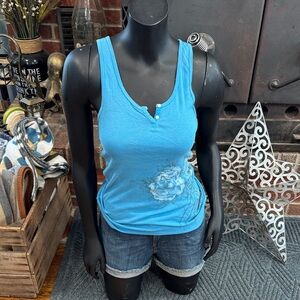 Lucky Brand Sky Blue Floral Tank Top